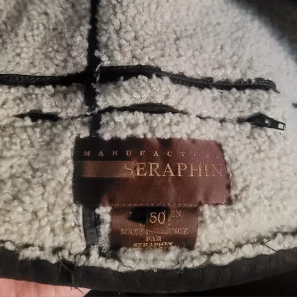 RARE Seraphin (Hermes Maker) Shearling Sheepskin Motorcycle Jacket Coat Mouton M - Picture 13 of 16
